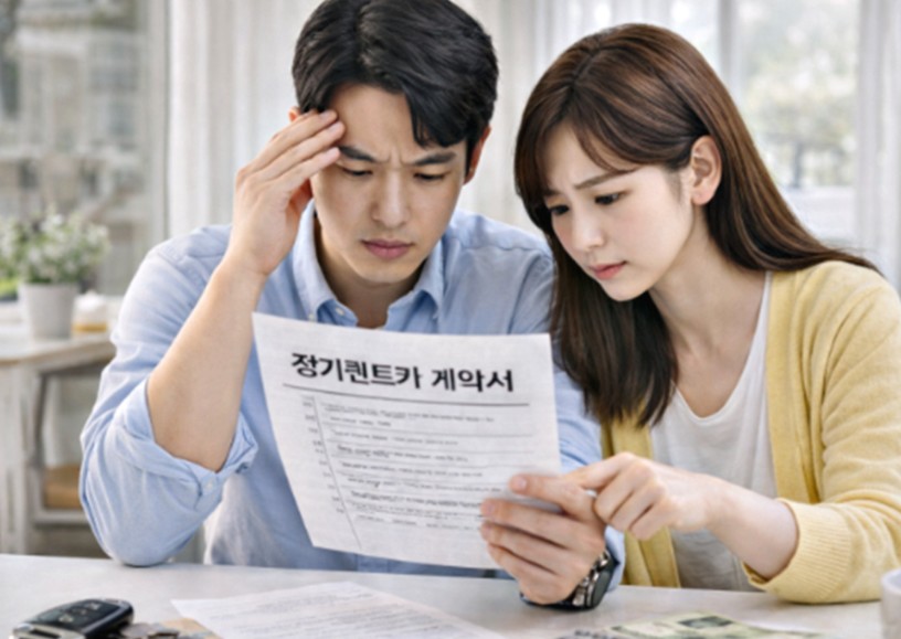 장기렌트 견적서 비교 검토하는 모습
