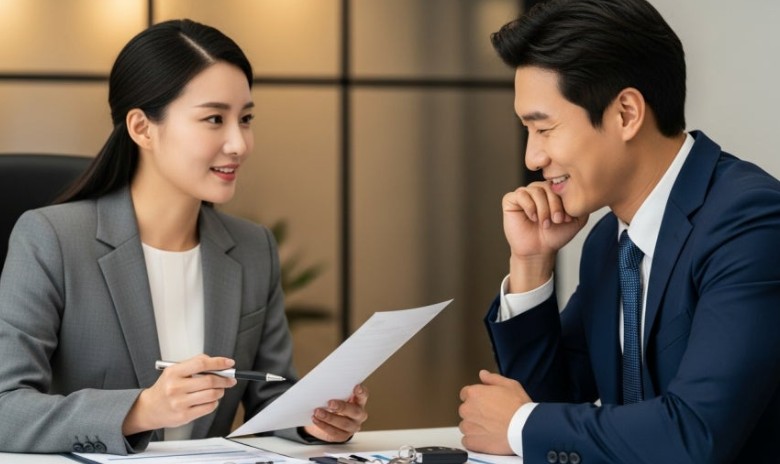 장기렌트 계약 상담 받는 모습